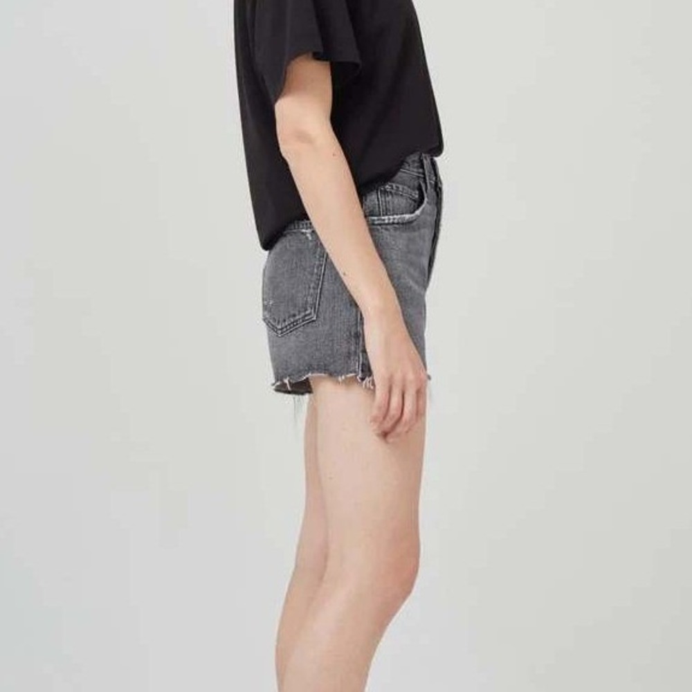 AGOLDE Dee Short in Moxy Denim Frayed Cut Off Grey High Waisted Cotton Size 27 - Picture 3 of 14